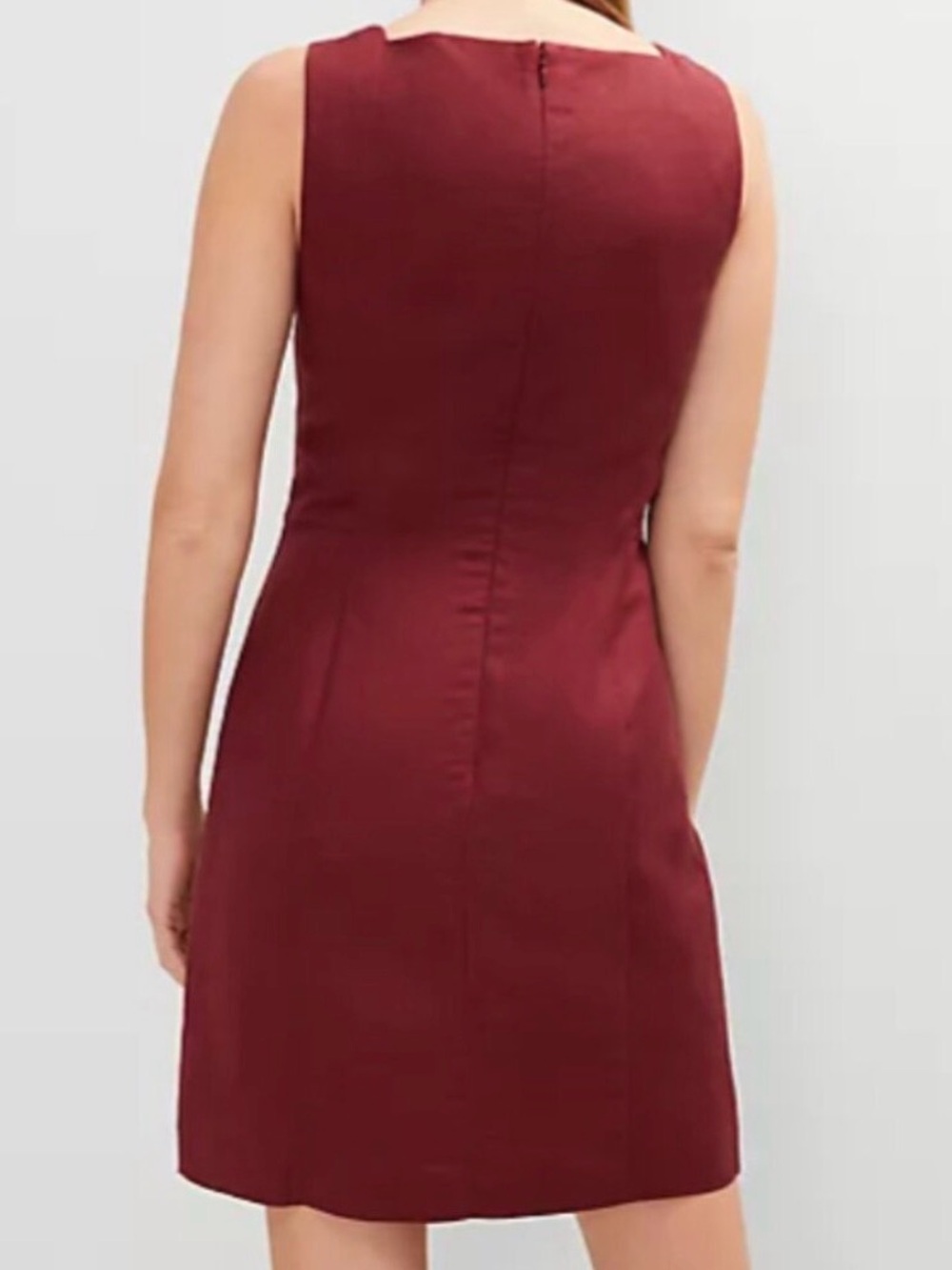 Ann Taylor Sleeveless Square-Neck Mini Dress in Burgundy - Picture 4 of 10